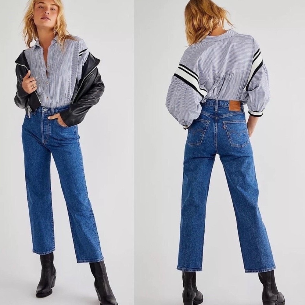 Levi's High-Rise Straight Leg Jeans in Classic Blue